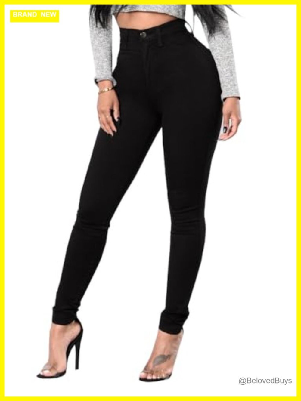 High Waisted Skinny Jeans Stretchy Distressed Denim Pants for Women